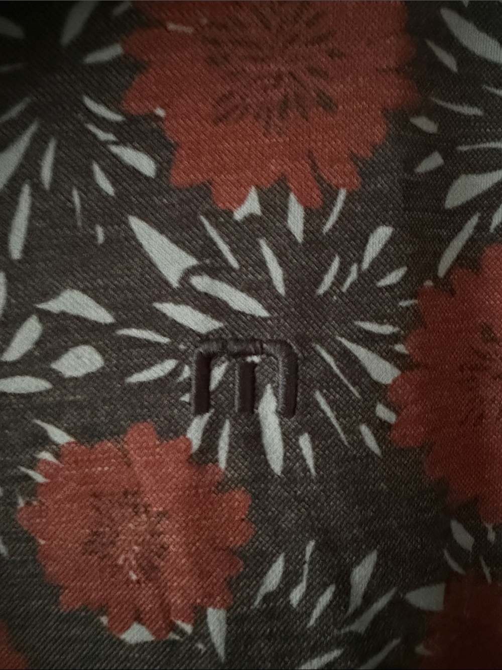 Travis Mathew Golf Polo with Rust Floral Print - Picture 3 of 4